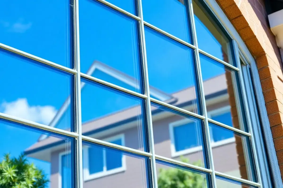 The same style of residential window clear and spotless after cleaning